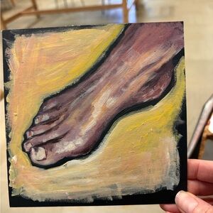 Abstract Foot Painting on Black Canvas